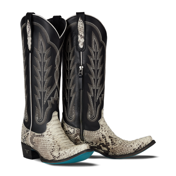 Lane Womens Skylight Boot a python boot with a black shaft at boltranchstore.com