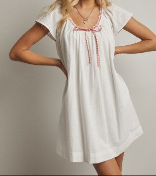 Laural Gingham Trim Tie Dress shop at boltranchstore.com