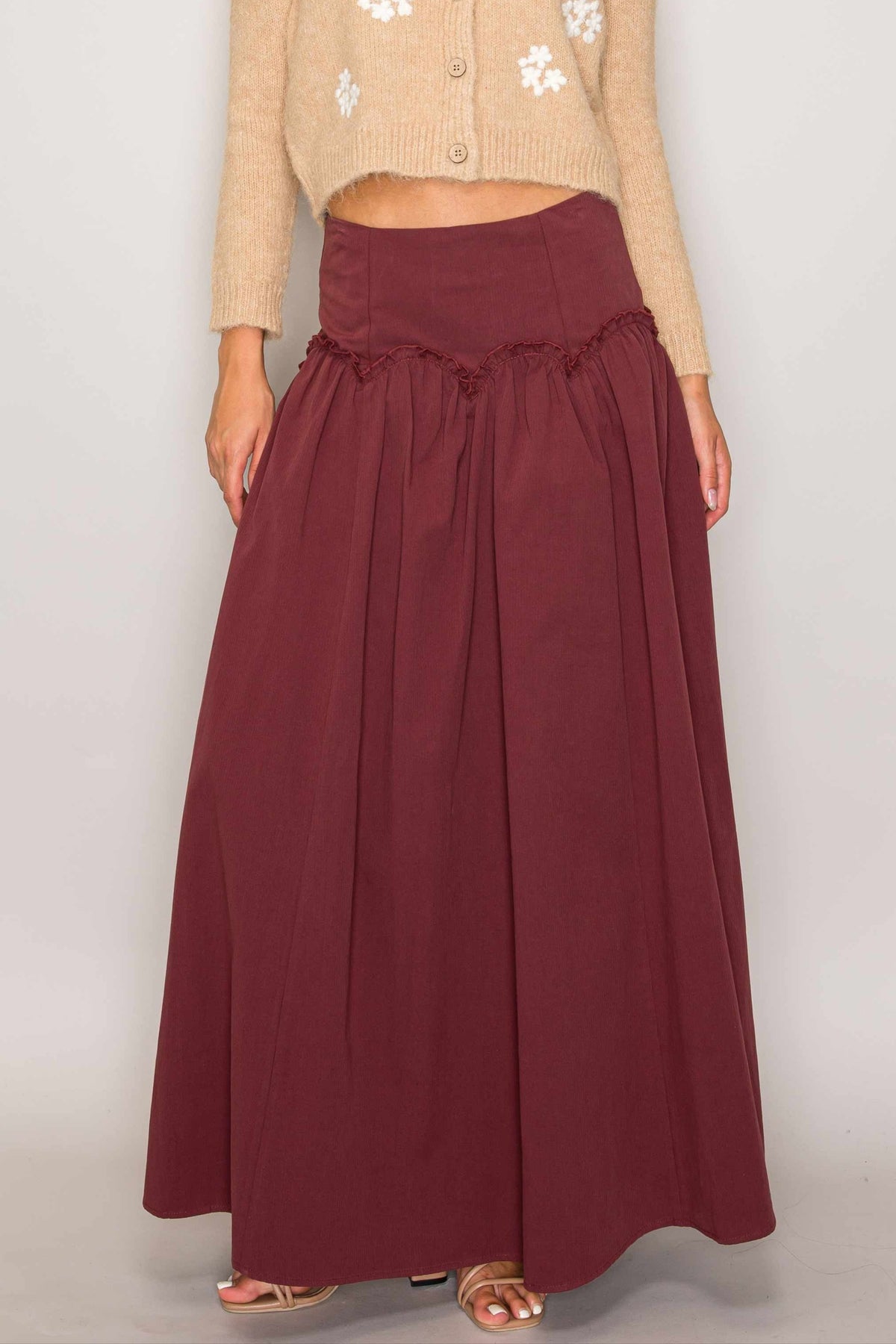 Layla Maxi Skirt wine womens red maroon fall long skirt western fashion Boltranchstore.com free shipping Ballerina Farms clothing prarie