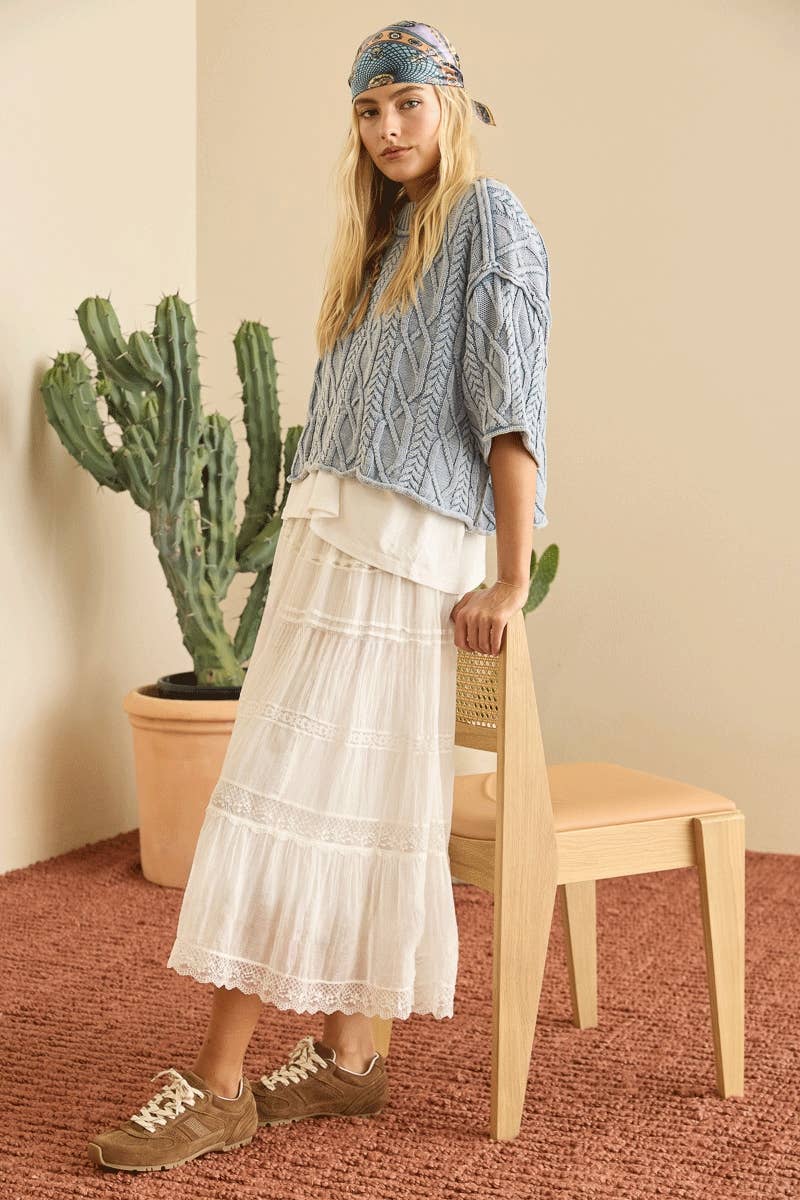 Layla White Lace Midi Skirt shop at boltranchstore.com western boutique