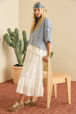 Layla White Lace Midi Skirt shop at boltranchstore.com western boutique