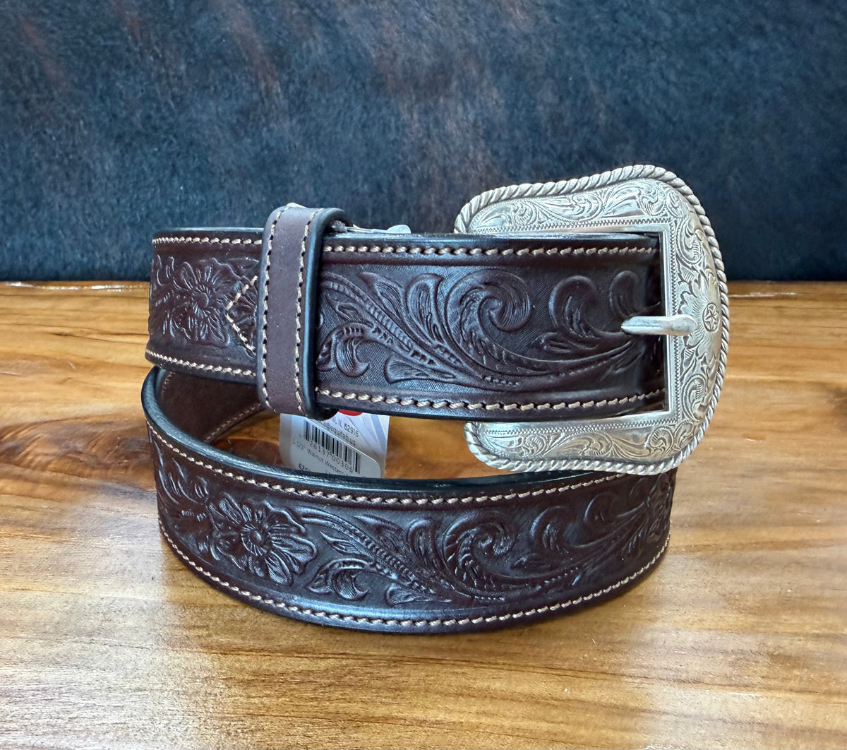 Leather Walnut Western Floral Belt find at boltranchstore.com western accessories free shipping