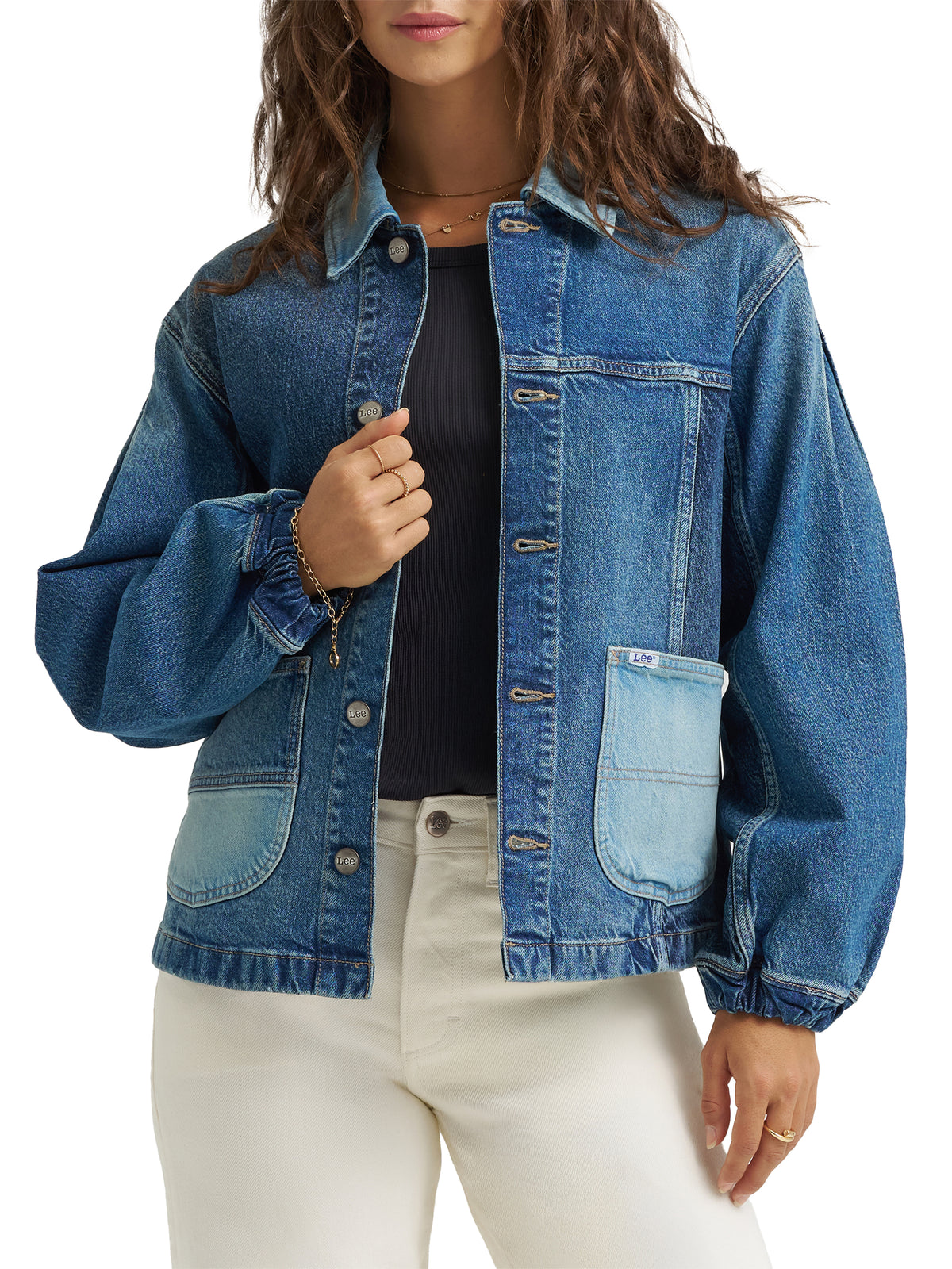 Lee Womens Patched Denim Chore Jacket the best denim jacket free shipping at boltranchstore.com