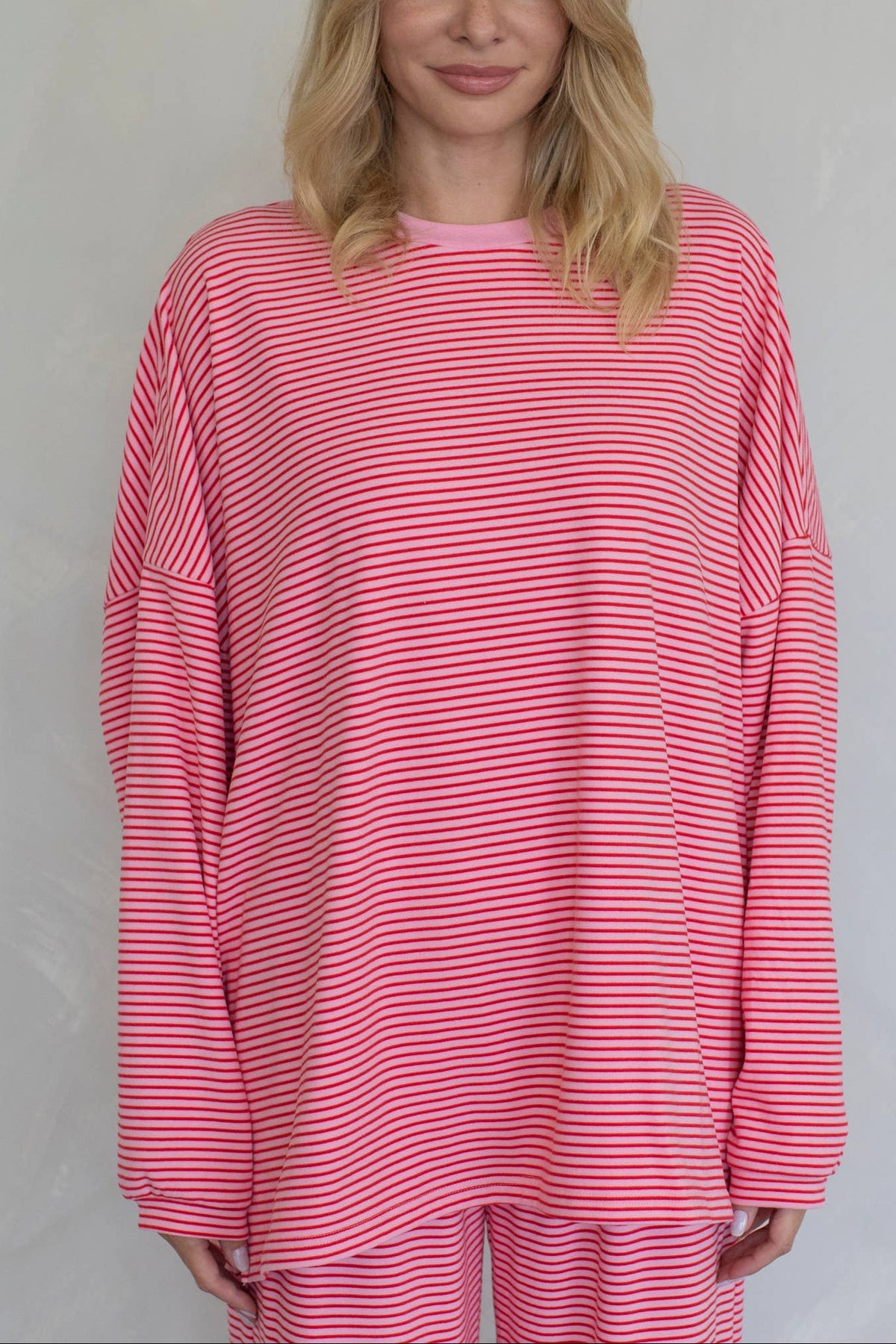 Levi Top Things Between womens loungwear comfy top pink stripe Boltranchstore.com Free Shipping
