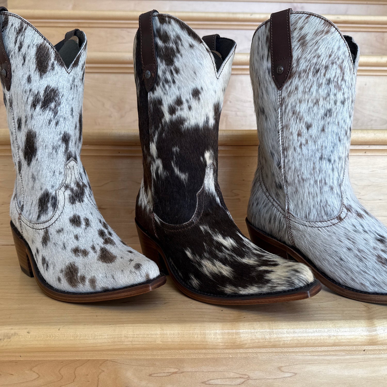 Liberty black cowhide boots for women with a 10" shaft in a various shade of cowhide a cowgirl cowhide boot western boot round toe cowgirl boot at boltranchstore.com