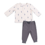 Lightning Bolt Viscose Shirt and Jogger Set. kids set with lightning bolts and gray joggers 