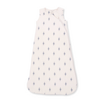 A sleeveless baby sleep sack with a white background and a repeating gray lightning bolt pattern, shown flat against a white background. Lightning Bolt Viscose Sleep Bag shop today at boltranchstore.com