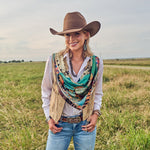 Fringe Shades of Texas Silk Scarf square silk scarf that drapes soft and fluid cowgirl