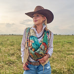 Fringe Shades of Texas Silk Scarf goes with a felt or straw cowboy hat cowboy