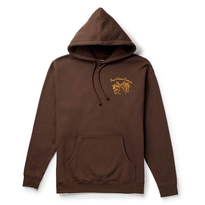 Brown hoodie with a logo on the chest Los Rios Mid-Weight Hoodie Brown free shipping at boltranchstore.com