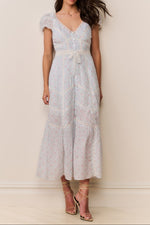 LoveShackFancy Aurela Floral Cotton Midi Dress with less and button up front with free shipping at boltranchstore.com