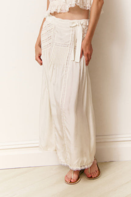 LoveShackFancy Beloria Silk Lace-Detailed Maxi Skirt popular with the Hannah with Ballerina Farms at boltranchstore.com