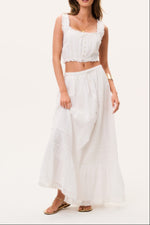 LoveShackFancy Brina Cotton Maxi Skirt at boltranchstore.com womens skirt free shipping white skirt button down the front wear with boots or sandals wear to a rodeo summer skirt beach skirt rodeo skirt
get the matching top 