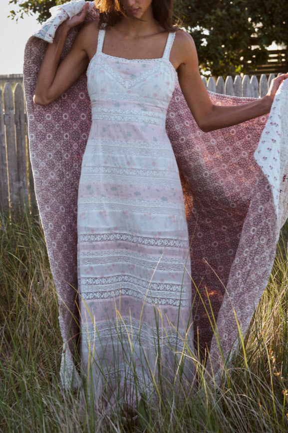 LoveShackFancy Carwen Cotton Mixed Print Maxi Dress order at bolotranchstore.com