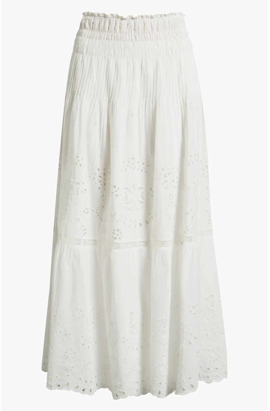LoveShackFancy Mallow Skirt find at boltranchstore.com western boutique womens white lace skirt party guest everyday popular viral