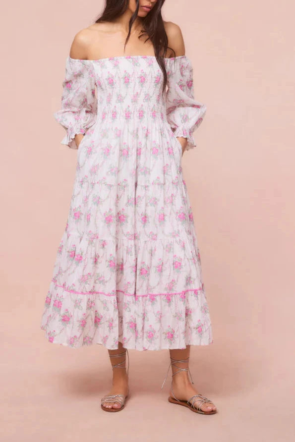 LoveShackFancy Rigby Floral Midi Dress