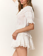 LoveShackFancy Romilly Cotton Lace Ruffle Blouse
