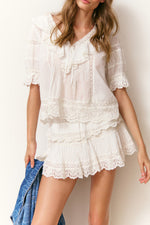 LoveShackFancy Romilly Cotton Lace Ruffle Blouse a perfect top for a Ballerina Farms available at boltranchstore.com