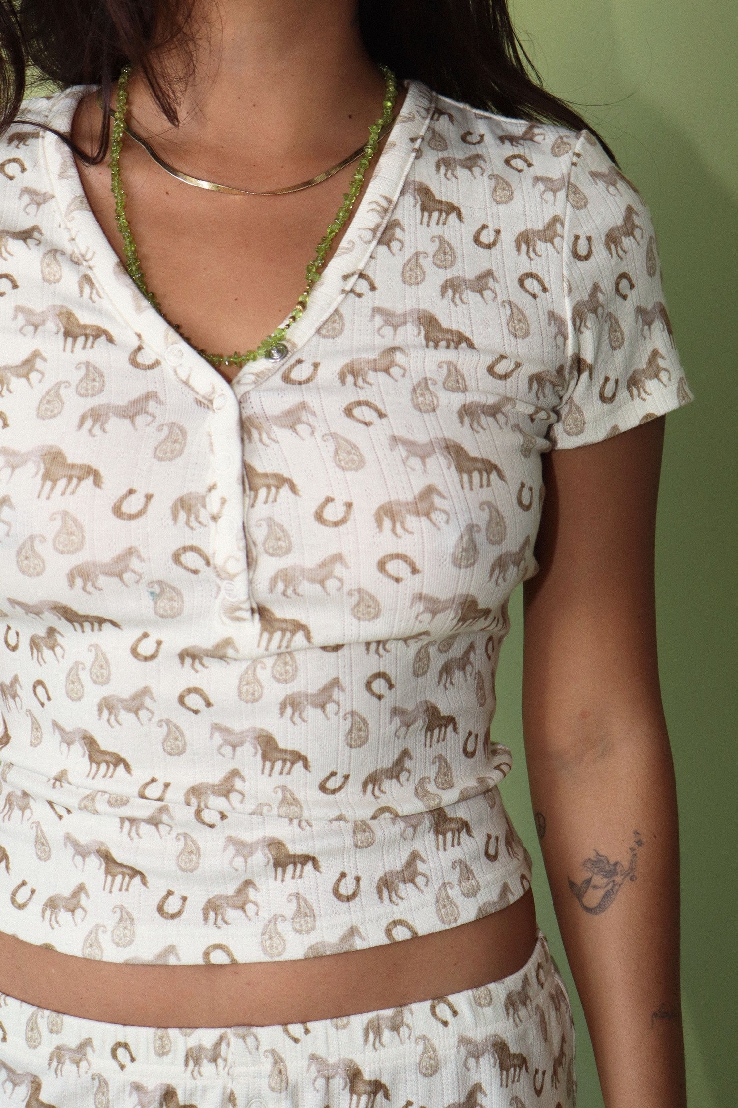 Lucky Horse Print Henley Top shop at boltranchstore.com western boutique