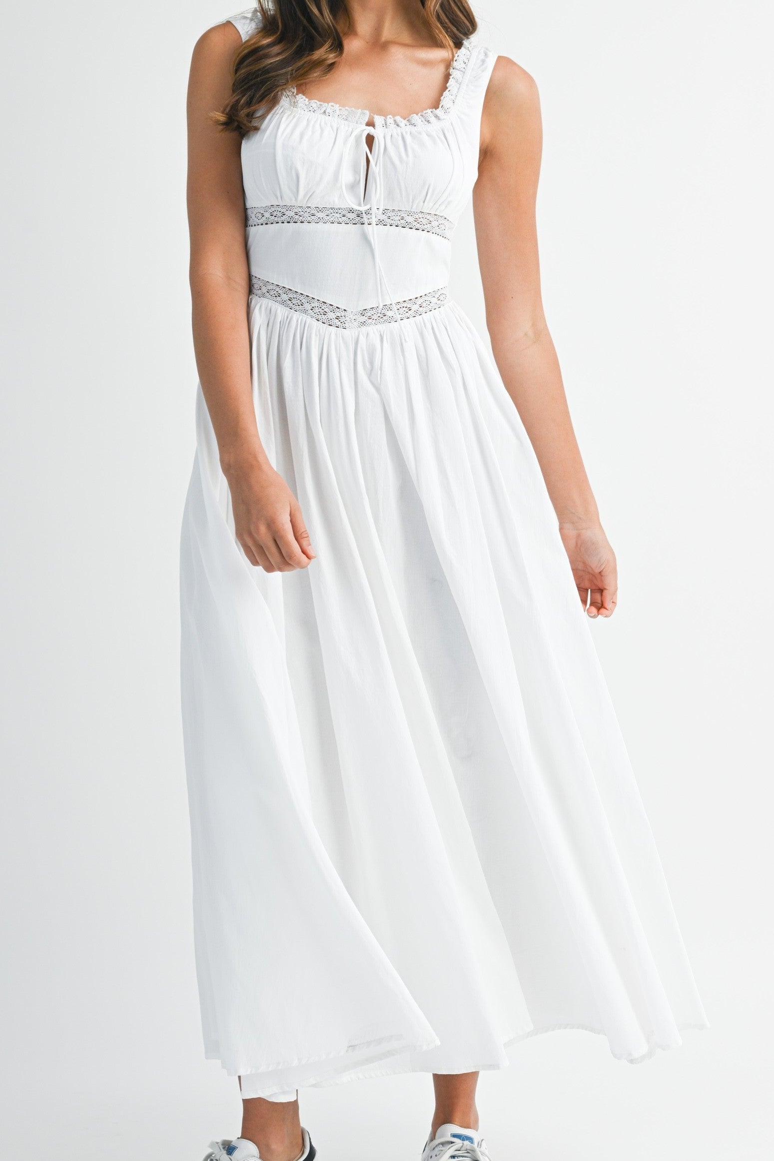 Lucy Lace Trimmed Gathered Midi Dress order at boltranchstore.com