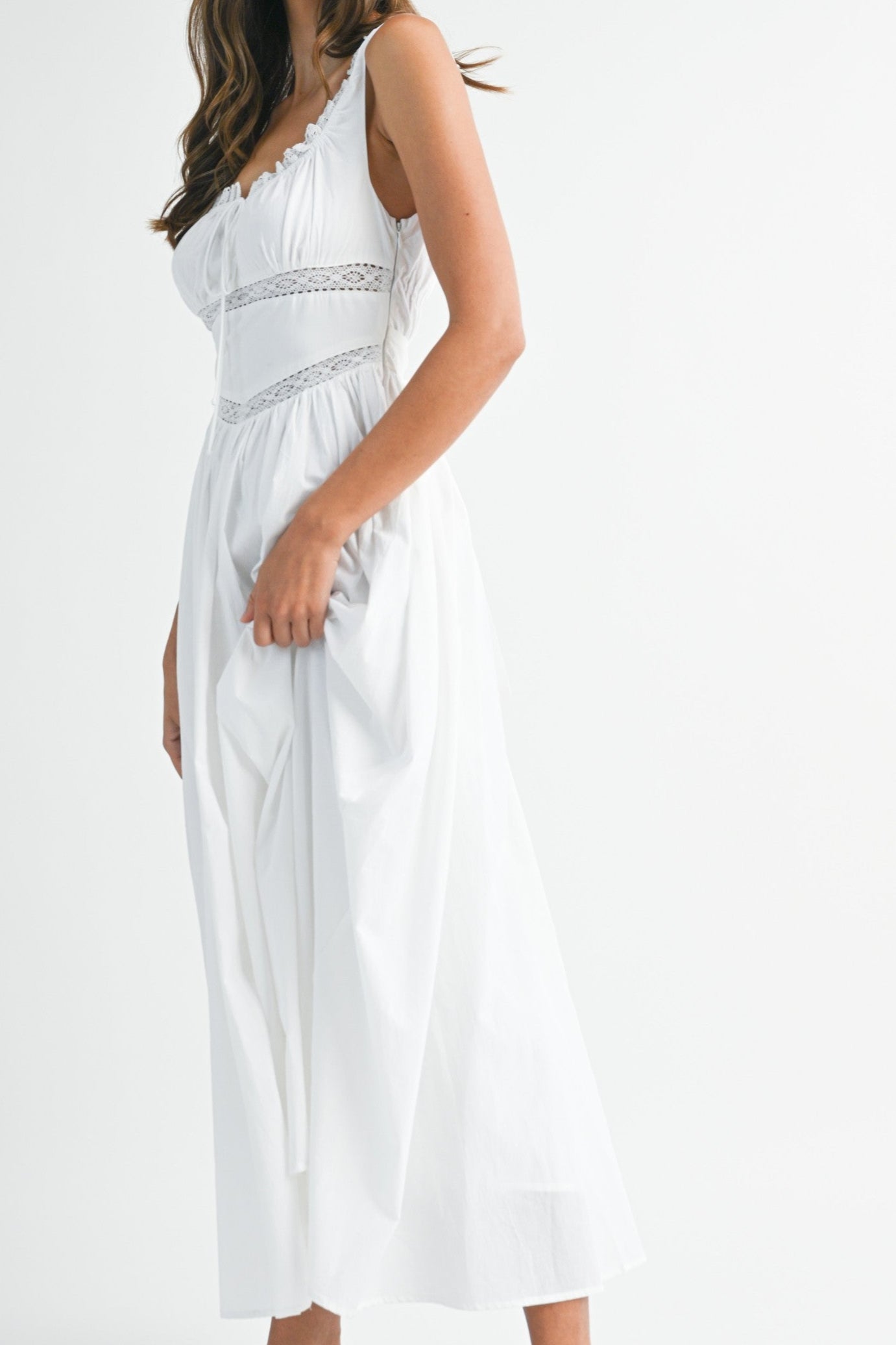 Lucy Lace Gathered Midi Dress