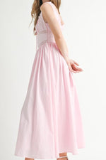 Lucy Lace Trimmed Gathered Midi Dress