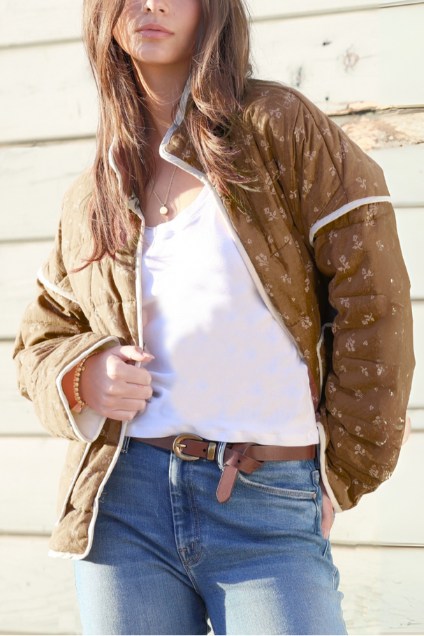 Dylan Womens Maison Quilted Jacket FALL brown floral 2025 free shipping Boltranchstore.com Ballerina Farm Clothing F1W02TF52