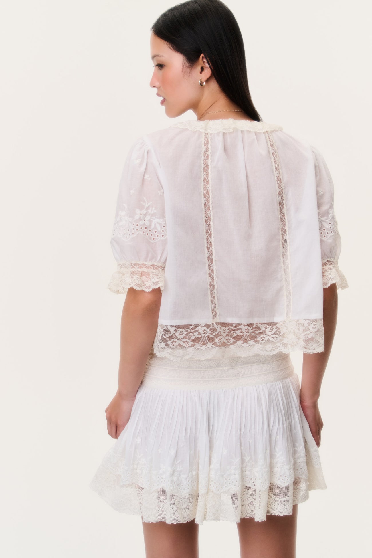 LoveShackFancy Maurelle Cotton Lace Blouse