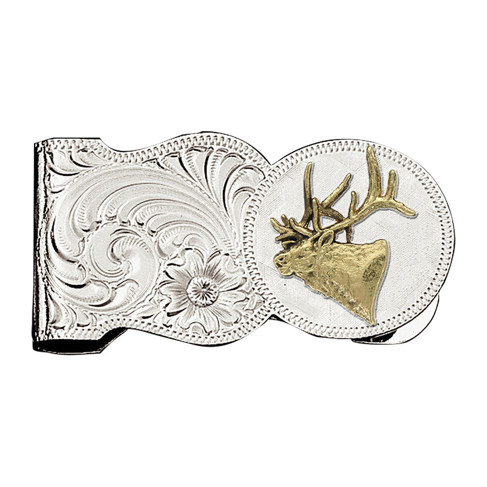 Elk Head Scalloped Money Clip Montana Silversmiths mens money clip accessory free shipping at Boltranchstore.com MCL7-442