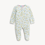 Magnetic Me Lillian Waffle Footie ivory waffle modal baby sleeper with blue floral and olive green leaf print Kamas Utah SKU MF600279