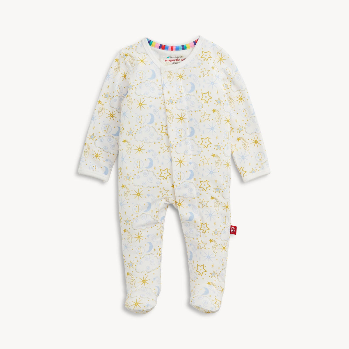 Magnetic Me Star Signs Blue Modal Footie ivory modal baby sleeper with gold star and blue moon print Kamas Utah SKU MF600650