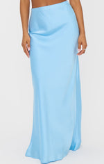 Maxi Slip Skirt Baby Blue Luxe Satin at boltranchstore.com