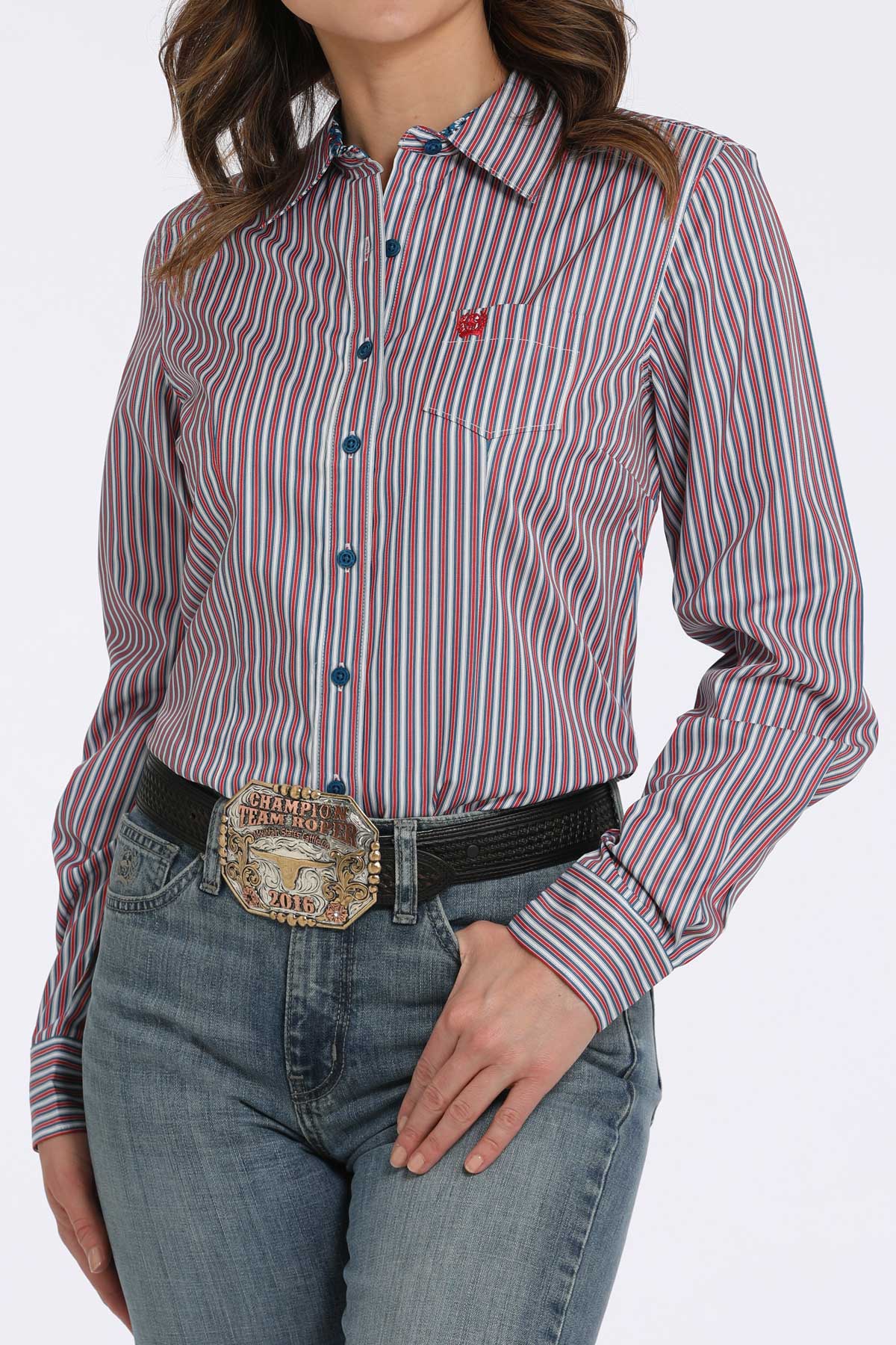 Cinch Womens Long Sleeve Multi Stripe Shirt