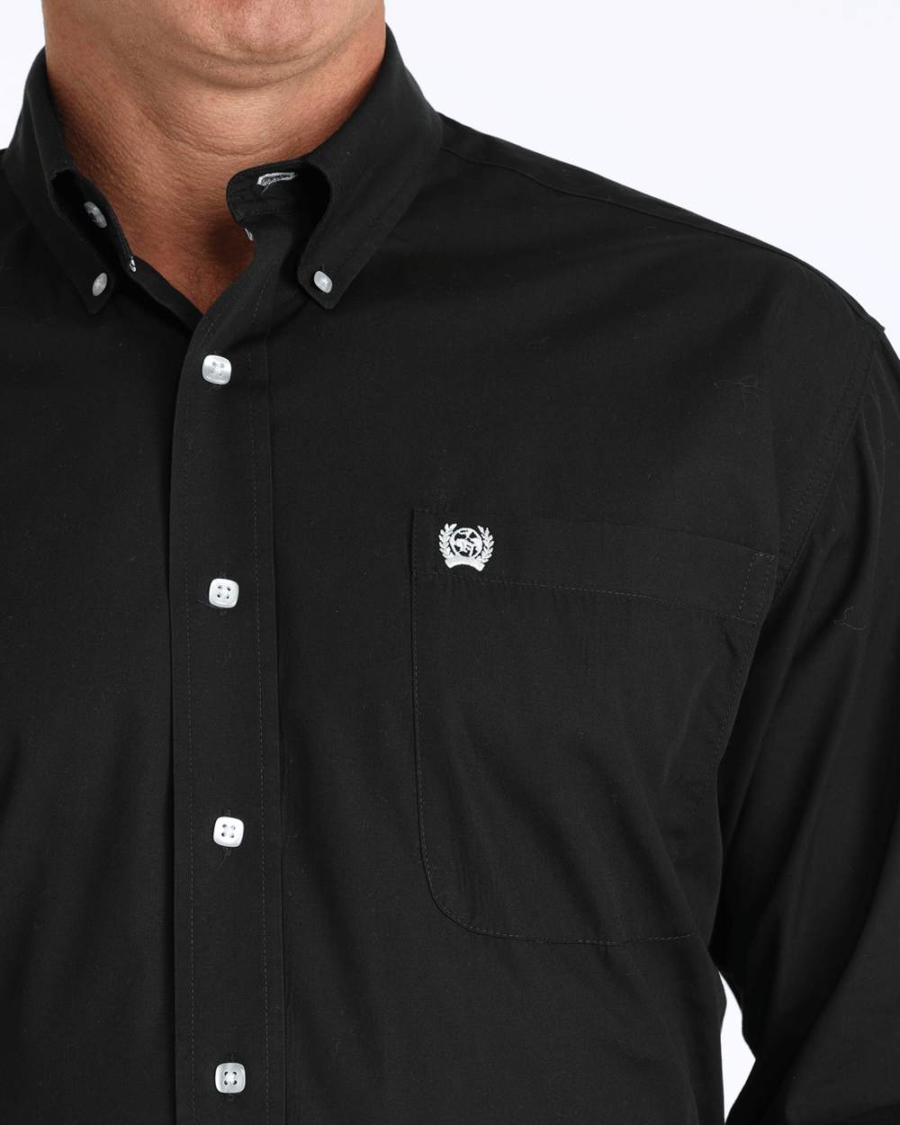 Cinch Mens Black Solid Button Down Shirt