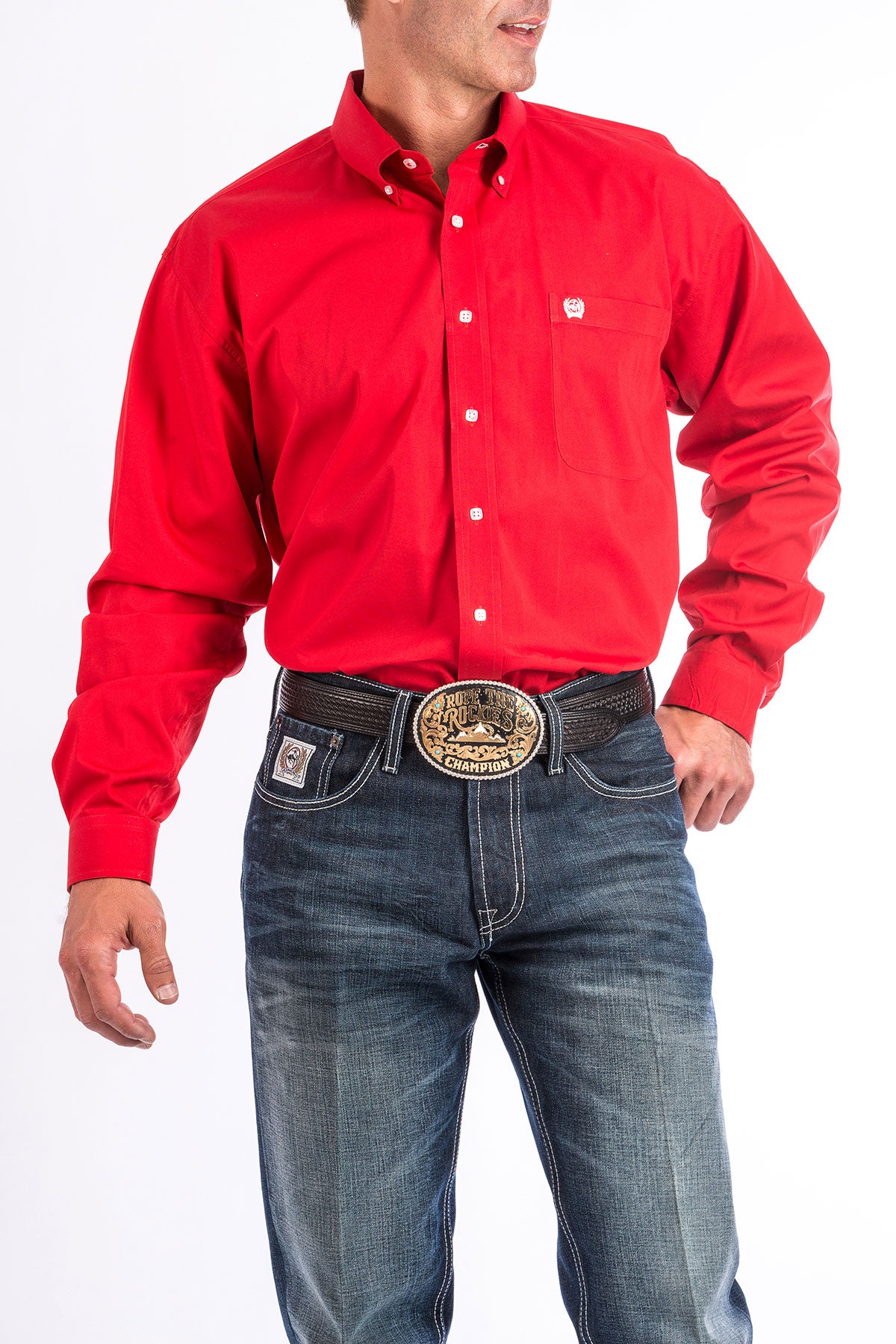 Cinch Mens Solid Red Shirt