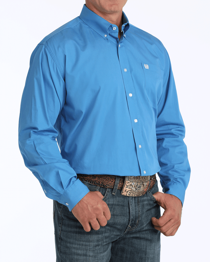 Cinch Mens Solid Blue Shirts