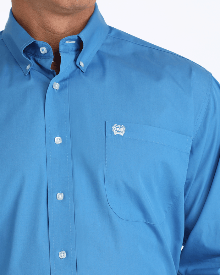 Cinch Mens Solid Blue Shirts