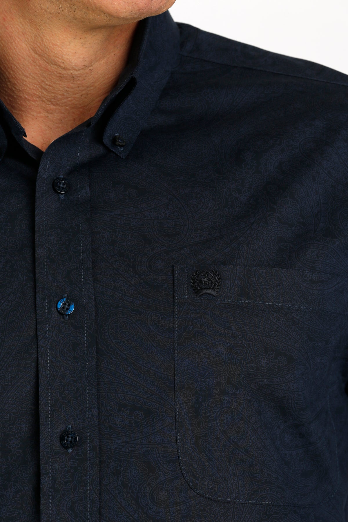 Cinch Mens Navy Paisley Print LS Shirt