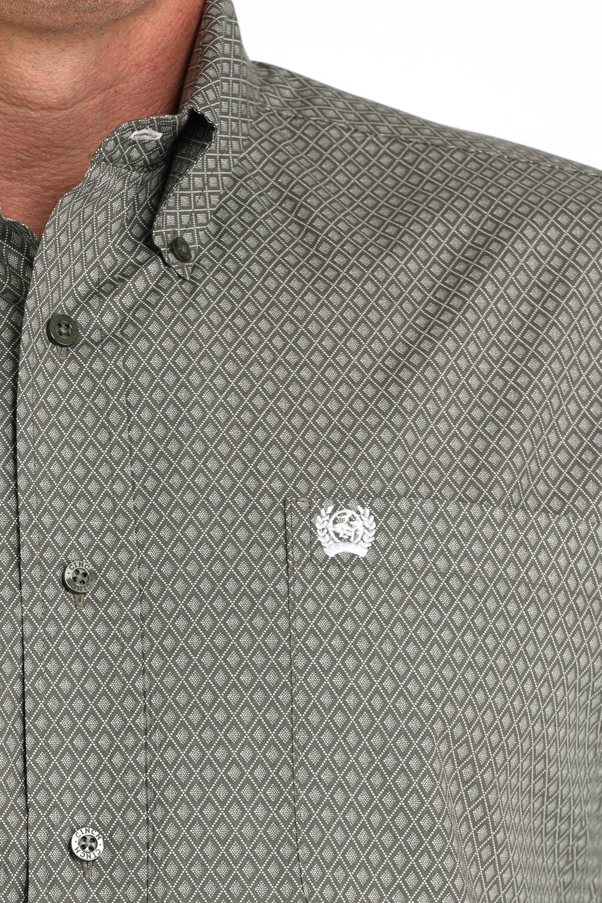Cinch Mens Long Sleeve Olive Print