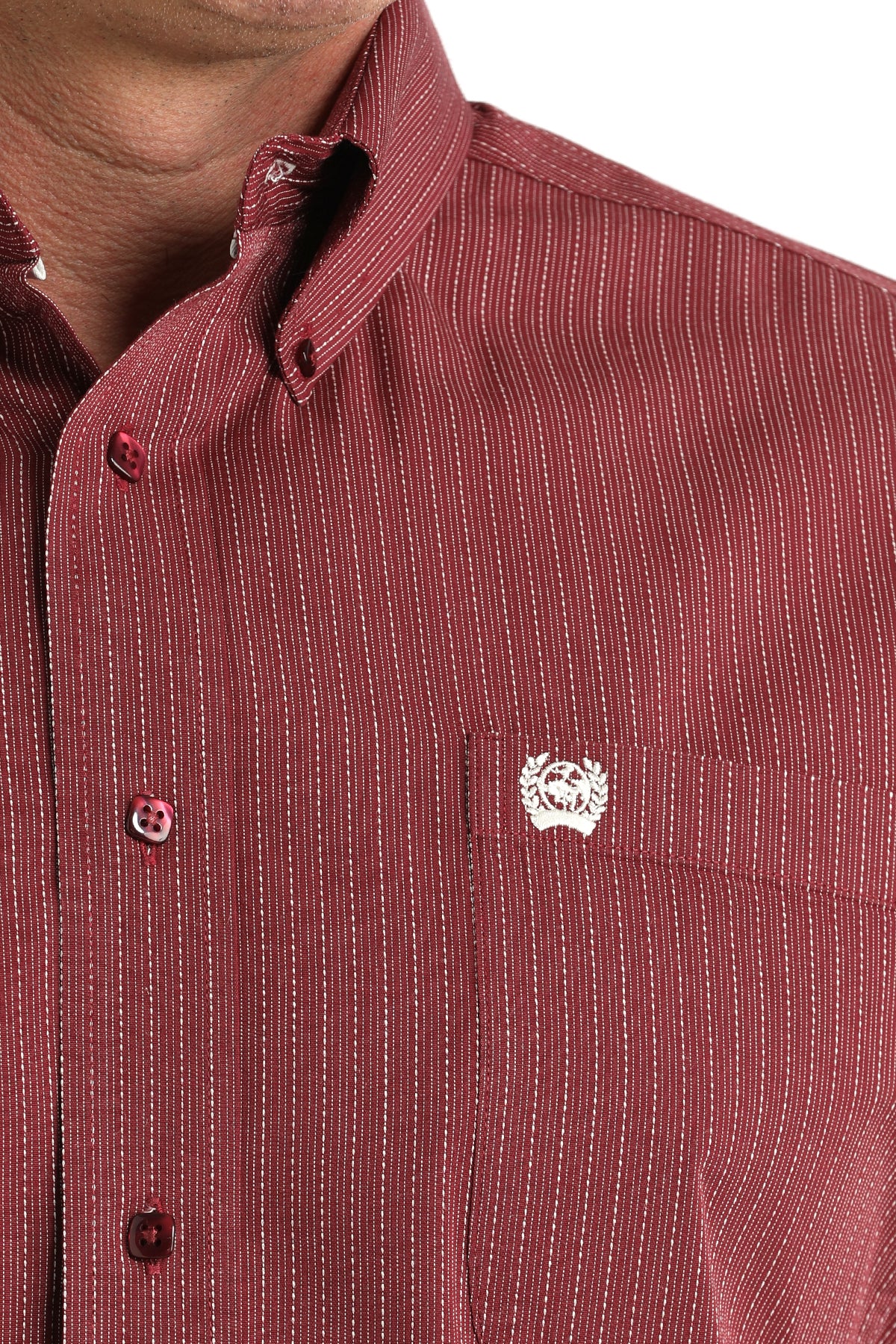 Cinch Mens Burgandy Stripe Shirt