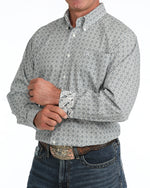 Cinch Mens Long Sleeve Print Shirt Cream MTW1106155 easy straight silhouette with long sleeves and button front placket mens western fashion