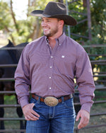 Cinch Mens Classic Fit Button Down Western Shirt Pink long sleeve western shirt for rodeo and everyday western fashion
