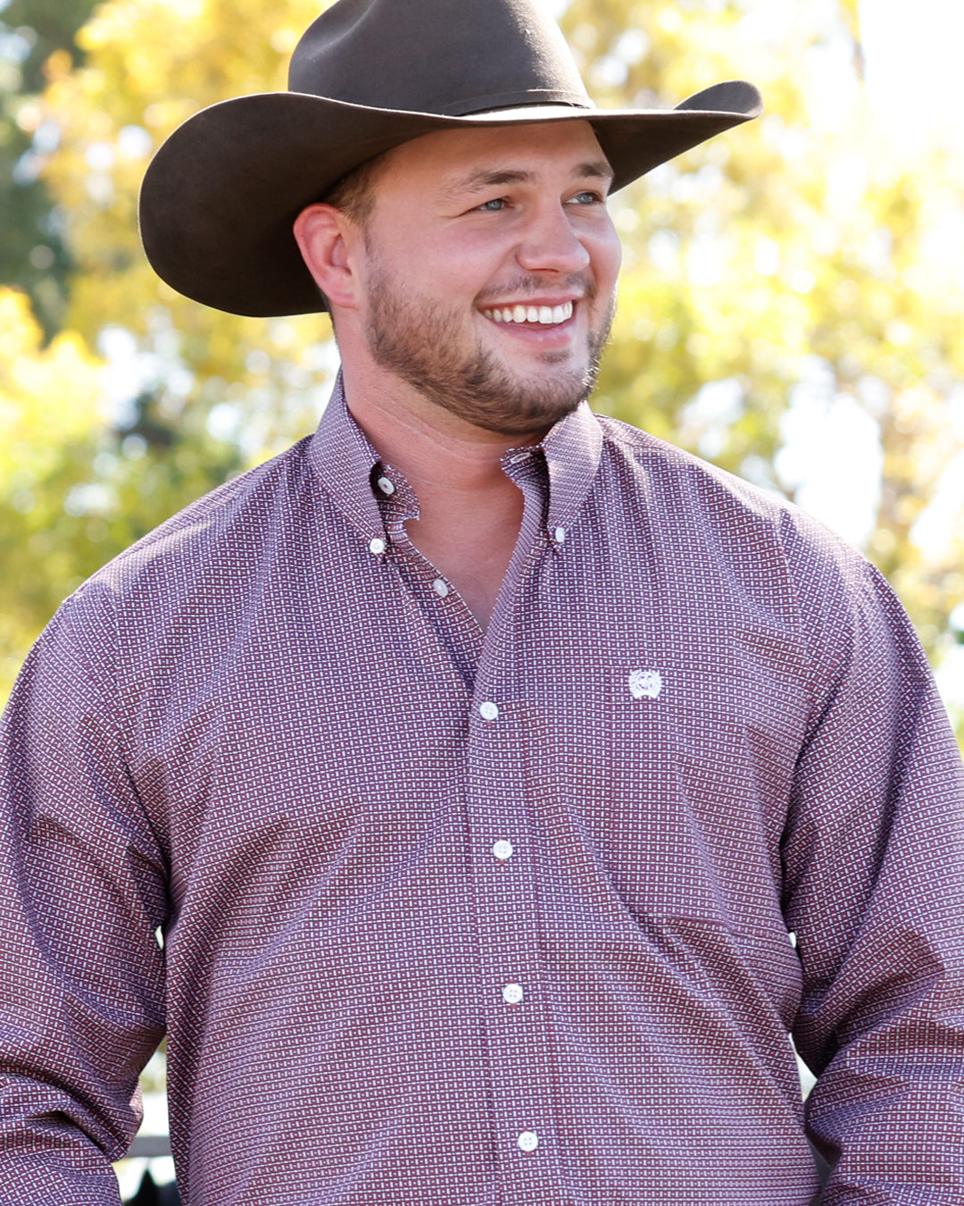 Cinch Mens Classic Fit Button Down Western Shirt Pink cowboy shirt for Kamas and Park City