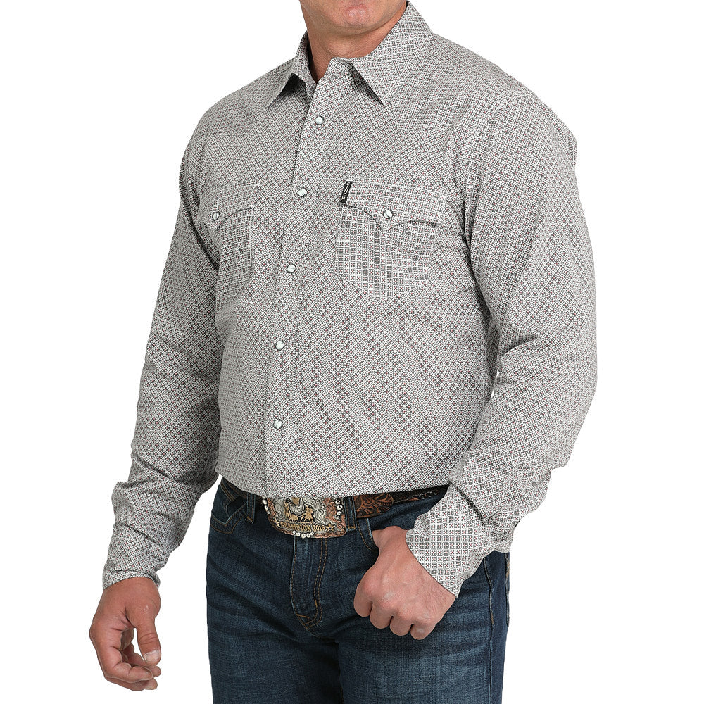 Cinch Mens Long Sleeve Print Modern in Gray