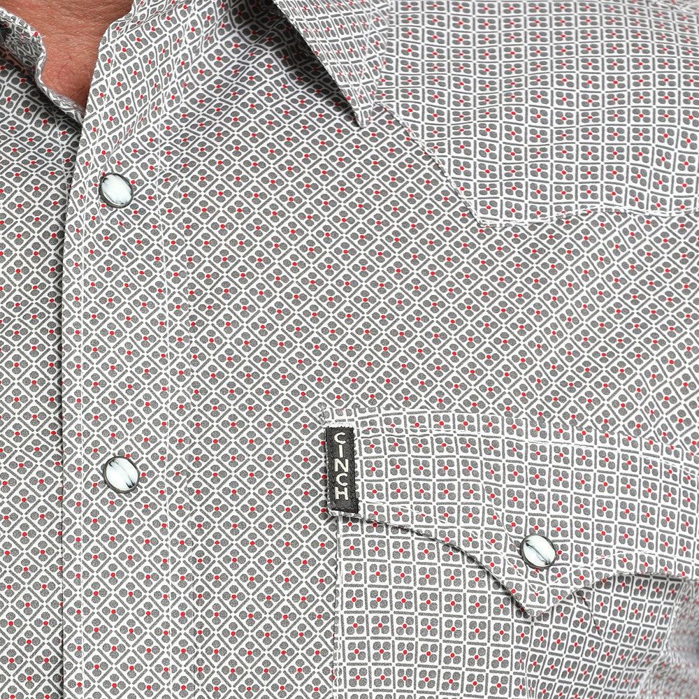 Cinch Mens Long Sleeve Print Modern in Gray