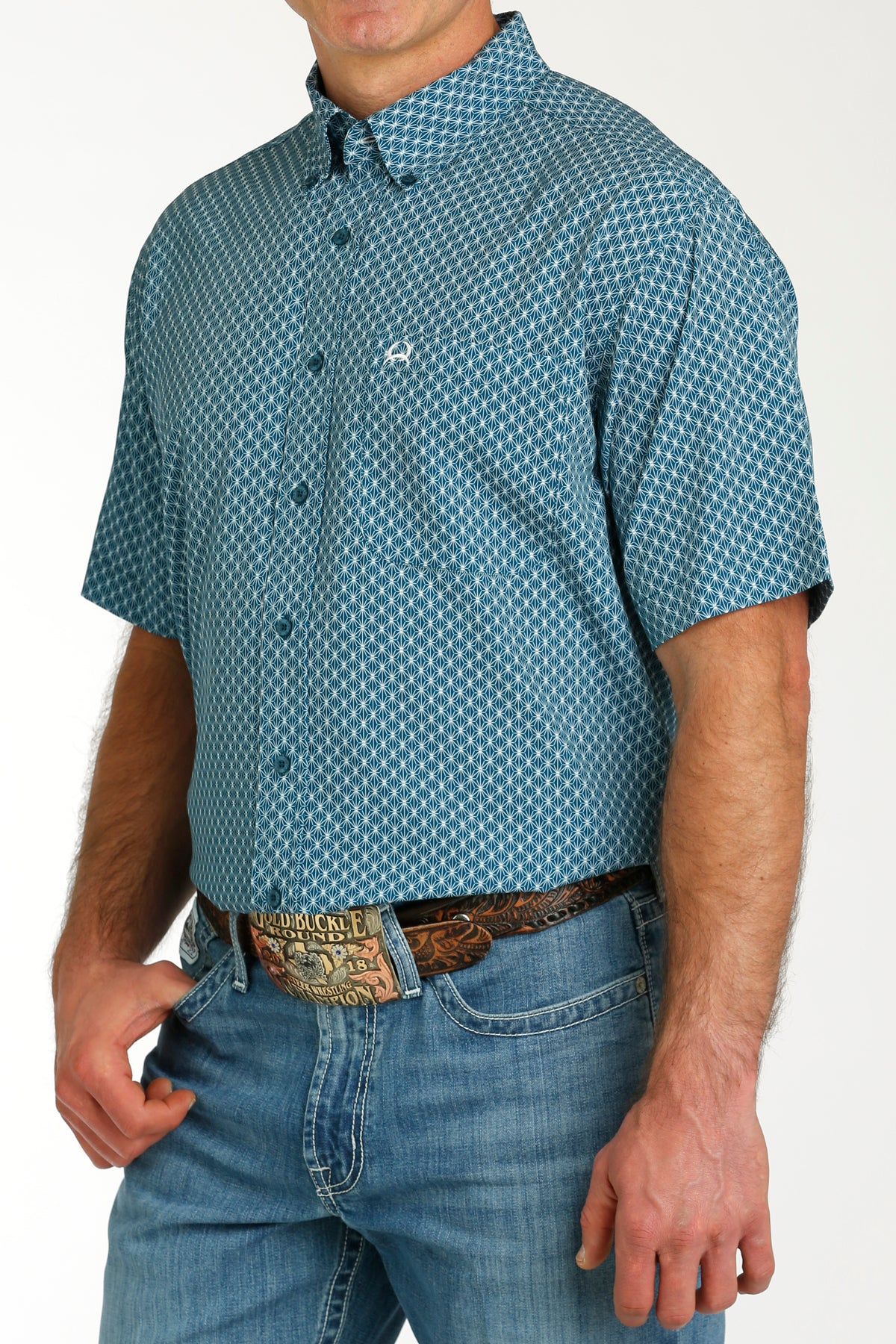 Cinch Mens SS Print Arena Flex - Tea