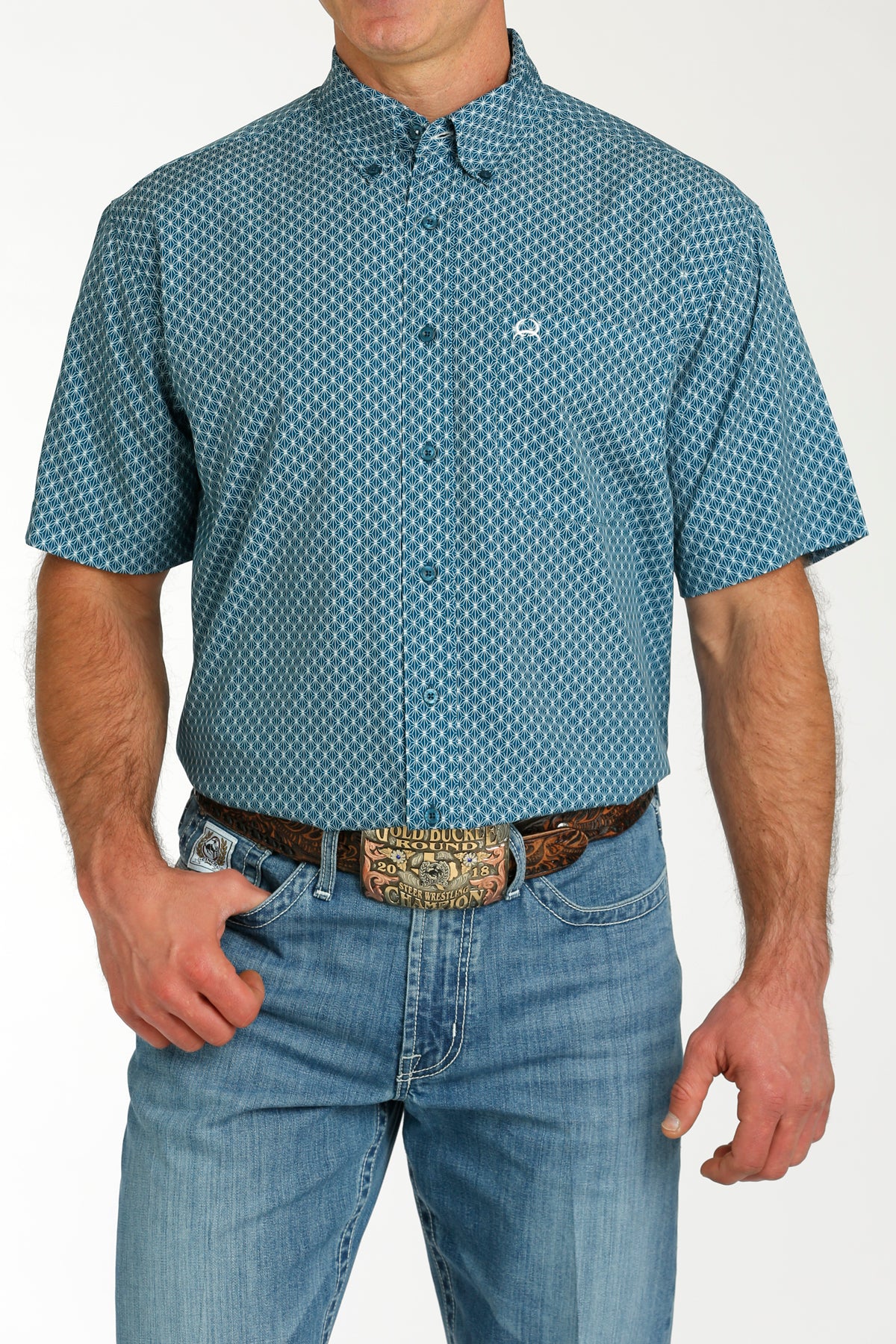 Cinch Mens SS Print Arena Flex - Tea