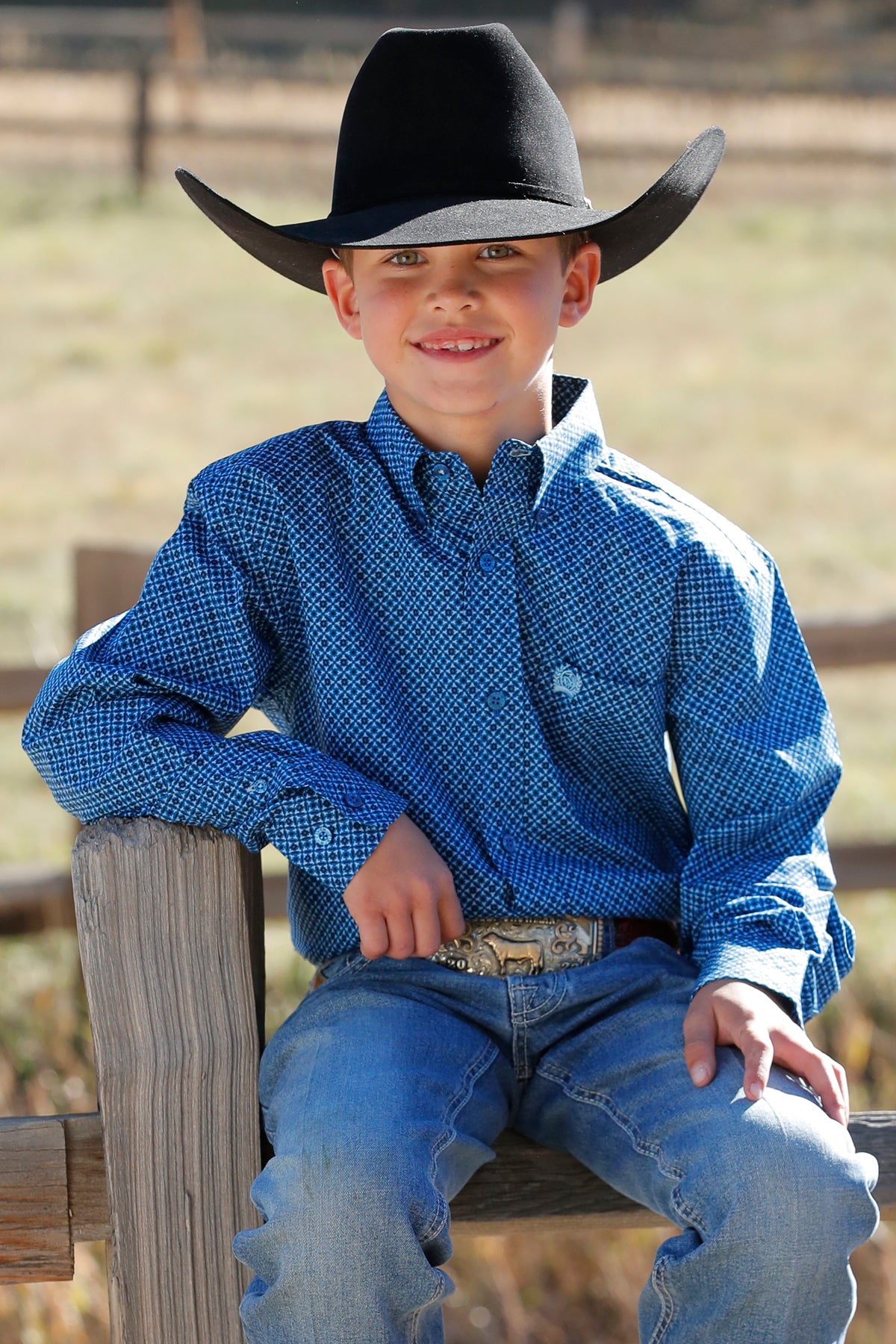 Cinch Boys Printed LS Shirt - Royal