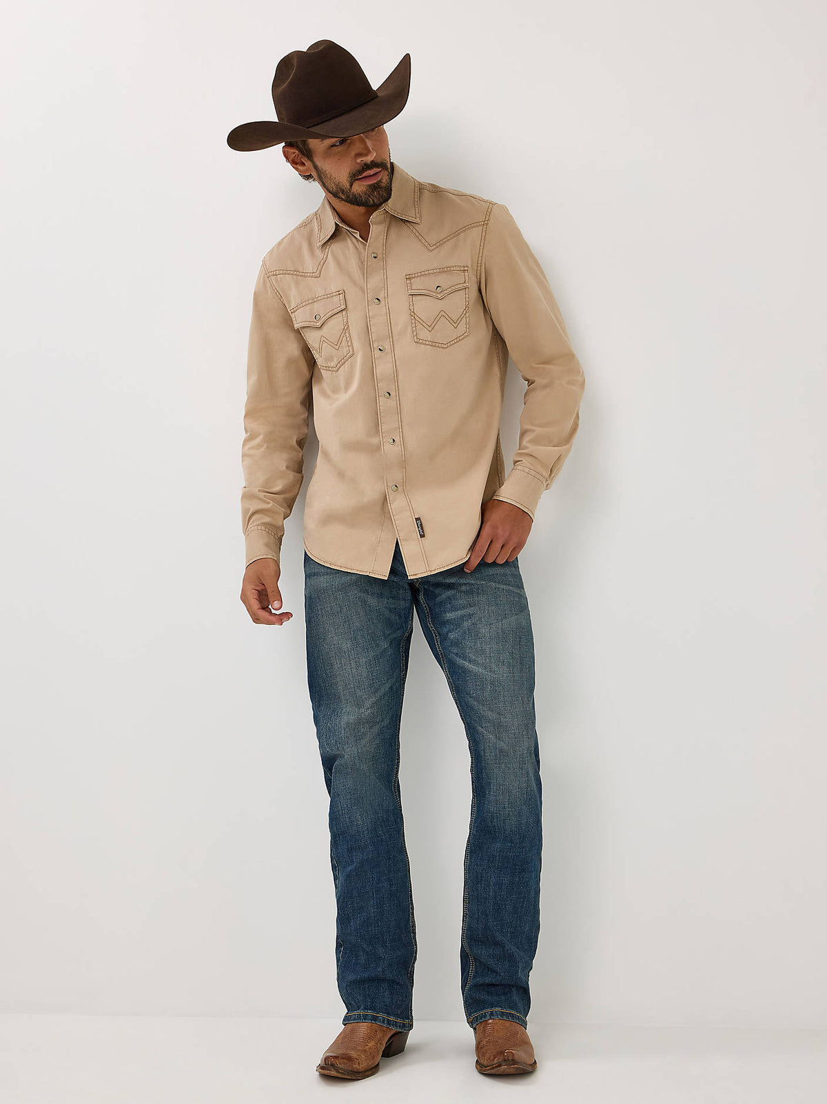 Wrangler Mens Retro Premium Pigment Dyed Twill Western Snap Shirt