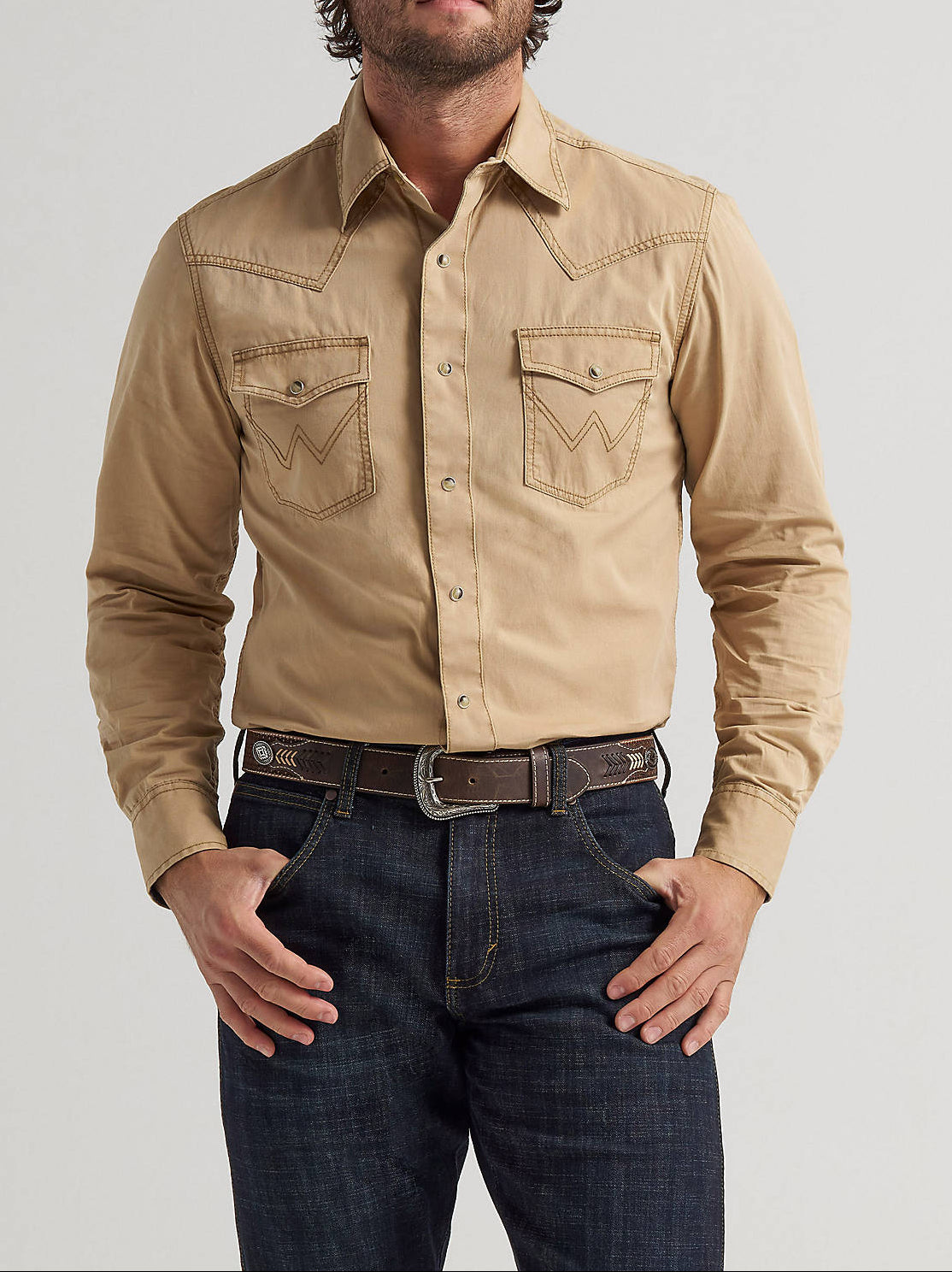 MVR502T Wrangler Mens Retro Premium Pigment Dyed Twill Western Snap Shirt mens western tan wrangler shirt with button down pearl snap shirt 